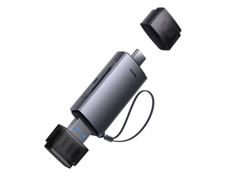 CARD READER extern Baseus Lite , interfata USB 3.0/USB Type-C , citeste/scrie: SD , microSD viteza pana la 480Mbps , suporta carduri maxim 512GB , metalic , gri Cod Produs: WKQX060113 [2]