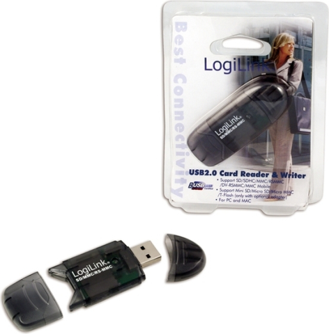 CARD READER extern LOGILINK ,  interfata USB 2.0 ,  citeste/scrie: SD ,  MMC ,  RS-MMC; plastic ,  negru-transparent Cod Produs: CR0007 [1]