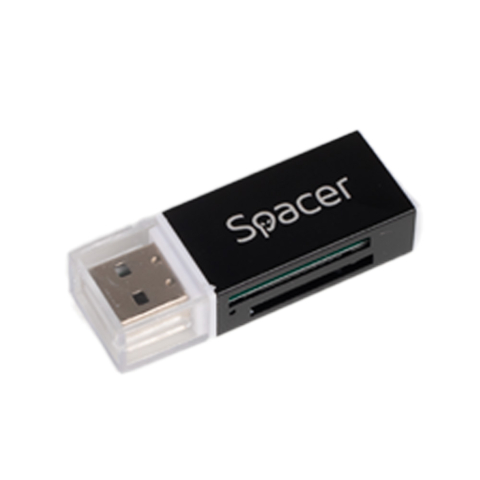 Medii de stocare - CARD READER extern SPACER ,  interfata USB 2.0 ,  citeste/scrie: SD ,  microSD ,  MS ,  M2; aluminiu ,  black ,  Cod Produs: SPCR-658