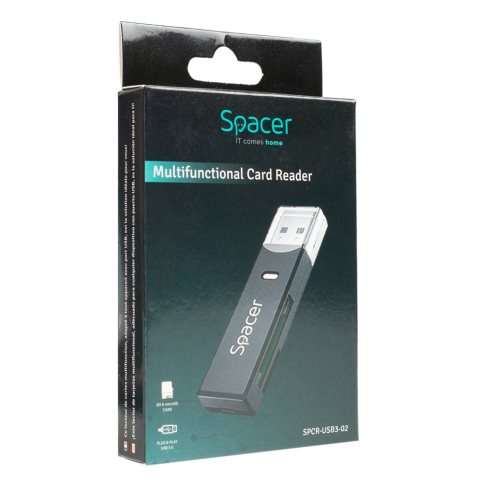 CARD READER extern SPACER ,  interfata USB 3.0 ,  citeste/scrie: SD ,  micro SD ,  Negru ,  Cod Produs: SPCR-USB3-02 [4]