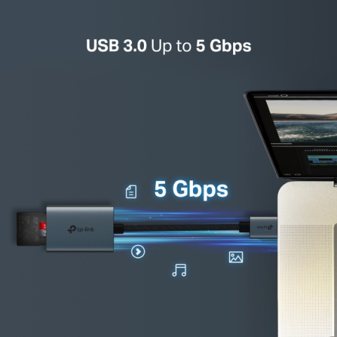 CARD READER extern TP-Link ,  interfata USB 3.0 ,  citeste/scrie: SD si microSD ,  suporta carduri maxim 1 TB ,  lungime cablu 15 cm ,  metalic ,  gri Cod Produs: UA430 [5]