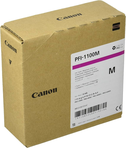 Cartus Cerneala 0852C001AA Original Canon Magenta , PFI-1100M , pentru IPF PRO-2000 | PRO-4000 | PRO-6000 , 160ml , incl.TV 0.15 RON , NOPP , "0852C001AA" ; Compatibil: IPF PRO-2000,PRO-4000,PRO-6000, [2]