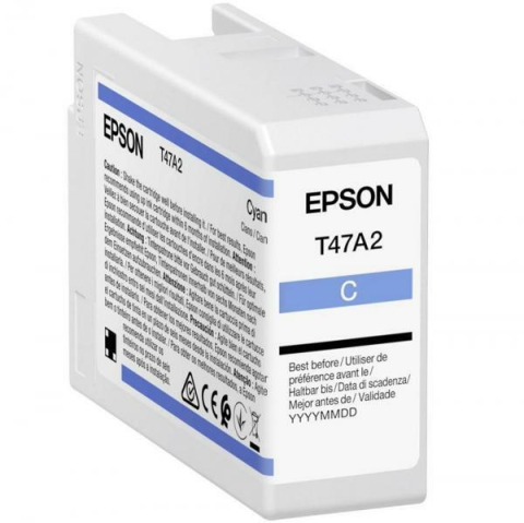 Cartuse originale Epson - Cartus Cerneala Original Epson Cyan, T47A2, pentru UltraChrome Pro 10, 50ml, (timbru verde 1.2 lei), "C13T47A200"