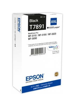 Cartuse originale Epson - Cartus Cerneala C13T789140 Original Epson Black , T7891 , pentru Workforce Pro Wf-5620Dwf , ; Compatibil: Workforce Pro Wf-5620Dwf