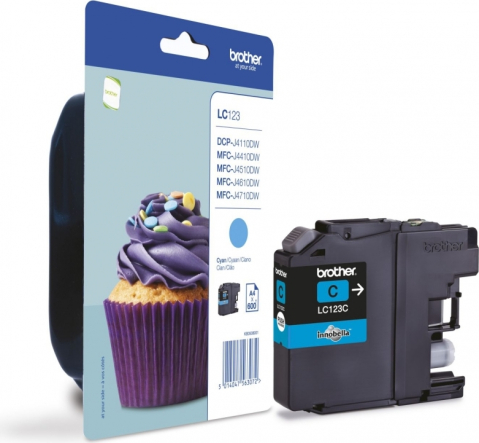 Cartuse originale - Cartus Cerneala LC123C Original Brother Cyan, LC123C, pentru DCP-J4110 |  MFC-J4410 | J4510 | J4610 | J4710 | J6520 | J6920, 600