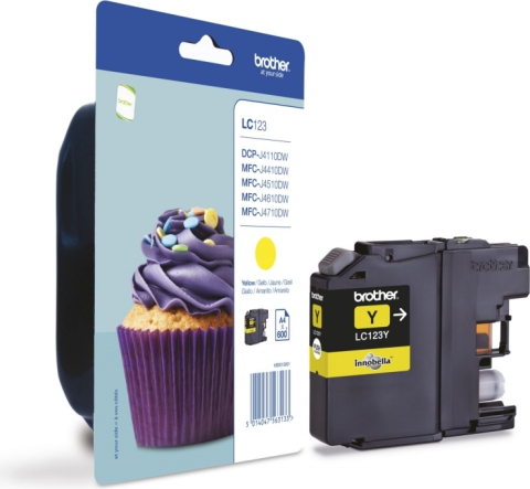 Cartuse originale - Cartus Cerneala LC123Y Original Brother Yellow, LC123Y, pentru DCP-J4110 |  MFC-J4410 | J4510 | J4610 | J4710 | J6520 | J6920, 600