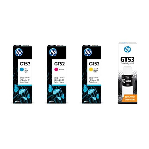 Cartuse originale HP - Combo-Pack Cartuse GT53 Black si GT52 Color (C/M/Y) ; Cartuse cerneala OEM 4 flacoane