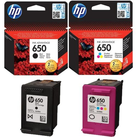Cartuse originale HP - Combo-Pack Cartuse HP 650 Black si HP 650 Color (C/M/Y) ; Cartuse cerneala OEM