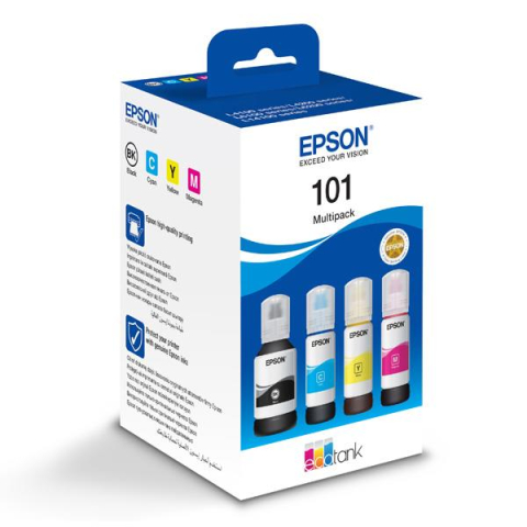 Cartuse originale - Combo-Pack Original C13T03V64A Epson CMYK, nr.101, pentru L4150 | L4160 | L6160 | L6170 | L6190, 70mlx3+127mlx1, incl.TV 0.11 RON, "C13T03V64A"(RAPO)