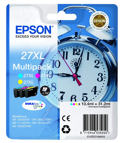 Cartuse originale - Combo-Pack Original Epson CMY, HP27XL, pentru WorkForce WF-7110|WF-7610, , (timbru verde 0.45 lei), "C13T27154012"(RAPO)