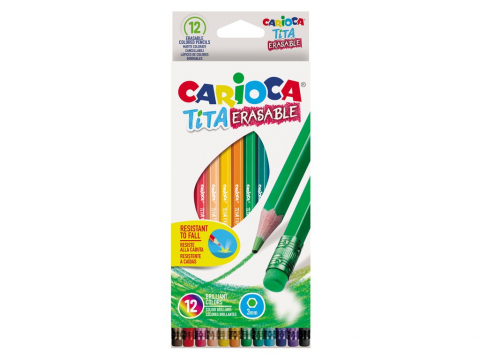 Creioane colorate - Creioane color cu guma Tita Erasable Carioca 12/set