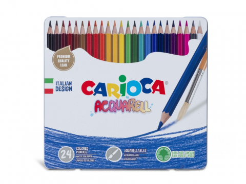 Creioane colorate - Creioane colorate Carioca Aquarell 24/cutie metalica