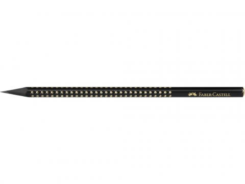 Creioane - Creion grafit B triunghiular grip sparkle lemn negru midnight gold Faber-Castell