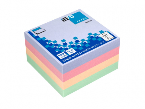 Notesuri adezive - Cub notite adezive 75 x 75 mm 400 file Harmony Info Notes