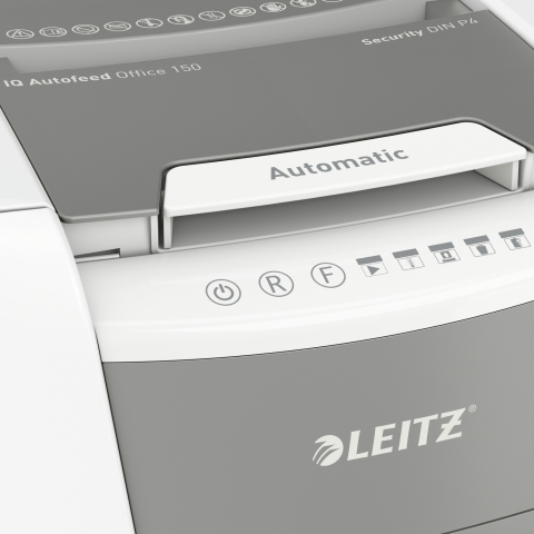 Distrugator automat documente Leitz IQ Office  ,  150 coli ,  P4 ,  cross-cut (tip confeti) ,  cos 44 litri ,  alb-gri ,  Leitz Cod Produs: 80130000 [12]