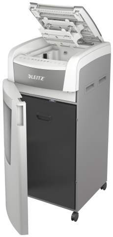 Distrugator automat documente Leitz IQ Office  ,  600 coli ,  P4 ,  cross-cut (tip confeti) ,  cos 110 litri ,  alb-gri ,  Leitz Cod Produs: 80170000 [11]
