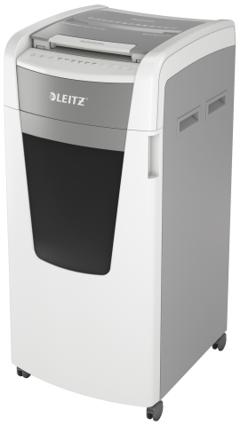 Distrugator automat documente Leitz IQ Office  ,  600 coli ,  P5 ,  micro-cut (tip particule) ,  cos 110 litri ,  alb-gri ,  Leitz Cod Produs: 80180000 [0]