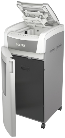 Distrugator automat documente Leitz IQ Office  ,  600 coli ,  P5 ,  micro-cut (tip particule) ,  cos 110 litri ,  alb-gri ,  Leitz Cod Produs: 80180000 [13]