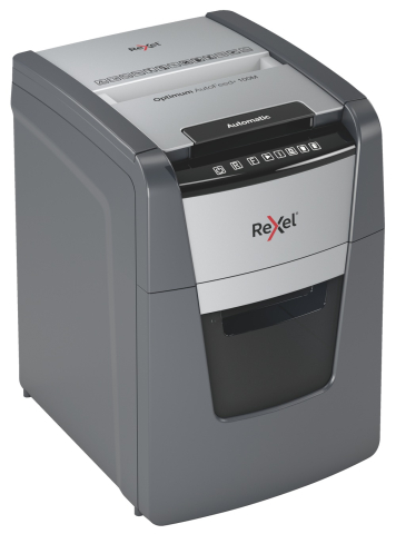 Distrugator automat documente Rexel OPTIMUM 100M  ,  100 coli ,  P5 ,  micro-cut (tip particule) ,  cos 34 litri ,  negru-gri ,  Cod Produs: 2020100MEU [2]