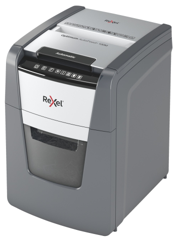 Distrugator automat documente Rexel OPTIMUM 100M  ,  100 coli ,  P5 ,  micro-cut (tip particule) ,  cos 34 litri ,  negru-gri ,  Cod Produs: 2020100MEU [0]
