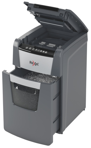 Distrugator automat documente Rexel OPTIMUM 130M  ,  130 coli ,  P5 ,  micro-cut (tip particule) ,  cos 44 litri ,  negru-gri ,  Cod Produs: 2020130MEU [3]