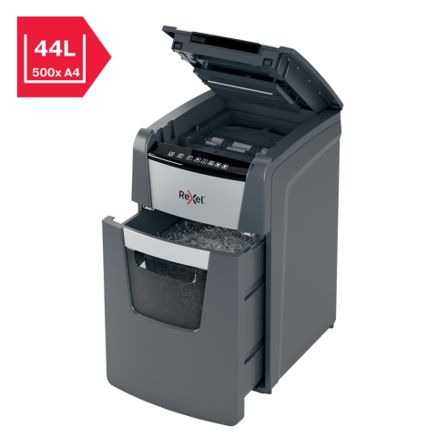 Distrugator automat documente Rexel OPTIMUM 130M  ,  130 coli ,  P5 ,  micro-cut (tip particule) ,  cos 44 litri ,  negru-gri ,  Cod Produs: 2020130MEU [5]