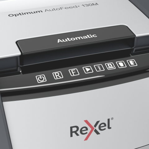 Distrugator automat documente Rexel OPTIMUM 130M  ,  130 coli ,  P5 ,  micro-cut (tip particule) ,  cos 44 litri ,  negru-gri ,  Cod Produs: 2020130MEU [4]