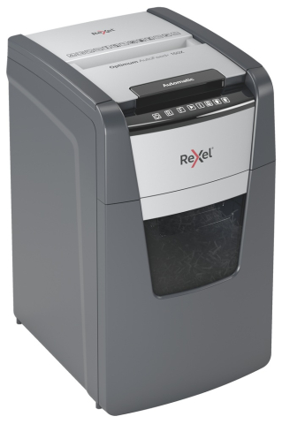 Distrugator automat documente Rexel OPTIMUM 150X  ,  150 coli ,  P4 ,  cross-cut (tip confeti) ,  cos 44 litri ,  negru-gri ,  Cod Produs: 2020150XEU [2]