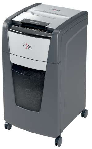 Distrugator automat documente Rexel OPTIMUM 300X , 300 coli , P4 , cross-cut (tip confeti) , cos 60 litri , negru-gri , Cod Produs: 2020300XEU [0]