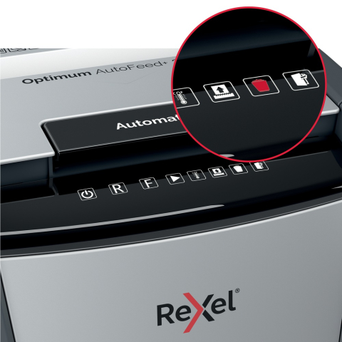 Distrugator automat documente Rexel OPTIMUM 750M  ,  750 coli ,  P5 ,  micro-cut (tip particule) ,  cos 140 litri ,  negru-gri ,  Cod Produs: 2020750MEU [11]