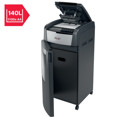Distrugator automat documente Rexel OPTIMUM 750X  ,  750 coli ,  P4 ,  cross-cut (tip confeti) ,  cos 140 litri ,  negru-gri ,  Cod Produs: 2020750XEU [6]