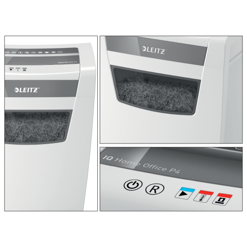 Distrugator manual documente Leitz IQ Home Office ,  10 coli ,  P4 ,  cross-cut (tip confeti) ,  cos 23 coli ,  alb ,  Leitz Cod Produs: 80090000 [6]