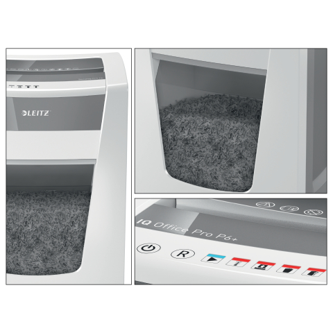 Distrugator manual documente Leitz IQ Office Pro ,  5 coli ,  P6+ ,  micro-cut (tip particulei) ,  cos 30 coli ,  alb ,  Leitz Cod Produs: 80100000 [5]