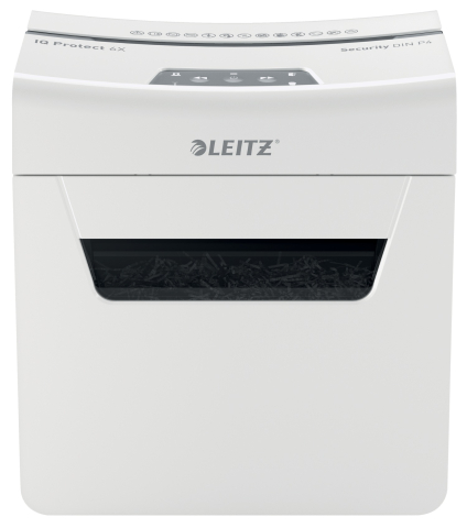 Distrugator manual documente Leitz IQ Protect 6X  ,  6 coli ,  P4 ,  cross-cut (tip confeti) ,  cos 10 litri ,  alb ,  Leitz Cod Produs: 80900000 [9]