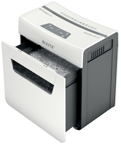 Distrugator manual documente Leitz IQ Protect 6X  ,  6 coli ,  P4 ,  cross-cut (tip confeti) ,  cos 10 litri ,  alb ,  Leitz Cod Produs: 80900000 [12]