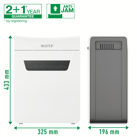 Distrugator manual documente Leitz IQ Protect 8X  ,  8 coli ,  P4 ,  cross-cut (tip confeti) ,  cos 14 litri ,  alb ,  Leitz Cod Produs: 80910000 [6]