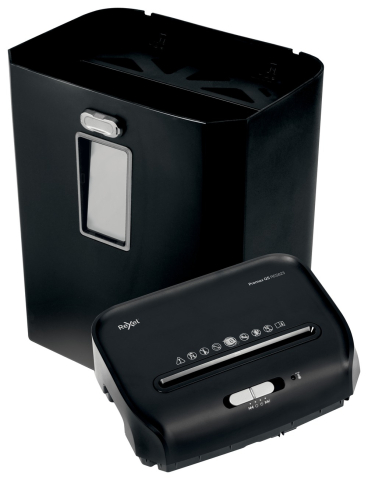 Distrugator manual documente Rexel PROMAX QS RES823 ,  8 coli ,  P2 ,  strip-cut (tip fasii) ,  cos 23 litri ,  negru ,  Cod Produs: 2104582EU [1]