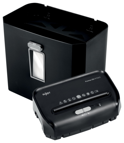 Distrugator manual documente Rexel PROMAX QS RPS812 ,  8 coli ,  P2 ,  strip-cut (tip fasii) ,  cos 12 litri ,  negru ,  Cod Produs: 2104580EU [1]