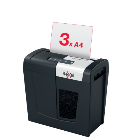 Distrugator manual documente Rexel SECURE MC3 ,  3 coli ,  P5 ,  micro-cut (tip particule) ,  cos 10 litri ,  negru-argintiu ,  Cod Produs: 2020128EU [7]