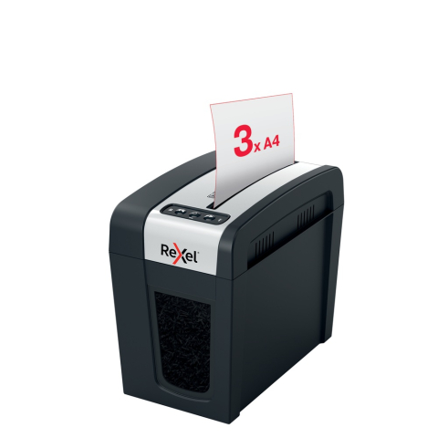 Distrugator manual documente Rexel SECURE MC3 Slim ,  3 coli ,  P5 ,  micro-cut (tip particule) ,  cos 10 litri ,  negru-argintiu ,  Cod Produs: 2020131EU [7]