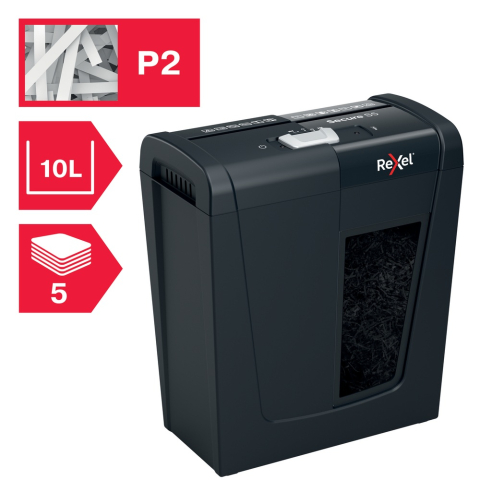Distrugator manual documente Rexel SECURE S5 ,  5 coli ,  P2 ,  strip-cut (tip fasii) ,  cos 10 litri ,  negru ,  Cod Produs: 2020121EU [6]