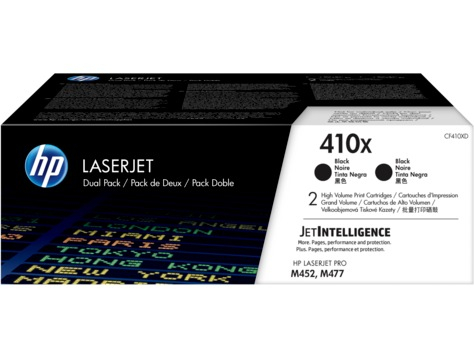 Cartuse originale HP - Dual-Pack Original CF410XD HP Black , nr. 410X , pentru LaserJet Pro M377 | M452 | M477 , 2x6.5K ; Compatibil: DCP-L2512 , L2532 , L2552 , HL-L2312 , L2352 , L2372 , MFC-L2712 , L2732