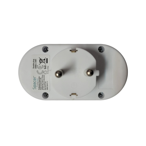 Dublu Stecher Spacer ,  Schuko ,  max 3500W ,  16A ,  protectie copii ,  2 prize Schuko ,  1 stecher Schuko ,  Cod Produs: SPMS-2-WH [2]