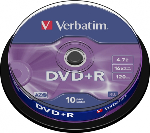 Electronice - DVD+R VERBATIM  4.7GB, 120min, viteza 16x,  10 buc, Single Layer, spindle, Cod Produs: 43498
