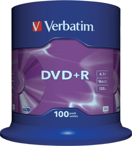 Electronice - DVD+R VERBATIM  4.7GB, 120min, viteza 16x, 100 buc, Single Layer, spindle, Cod Produs: 43551