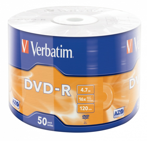 Electronice - DVD-R VERBATIM  4.7GB, 120min, viteza 16x, 50 buc, Single Layer, shrink wrap, Cod Produs: 43788