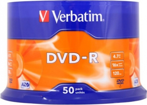 Electronice - DVD-R VERBATIM  4.7GB, 120min, viteza 16x,  50 buc, Single Layer, spindle, Cod Produs: 43548