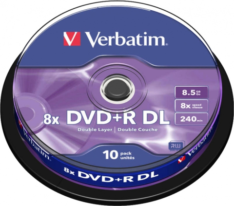 Electronice - DVD+R VERBATIM  8.5GB, 240min, viteza 8x, 10 buc, Double Layer, spindle, Cod Produs: 43666