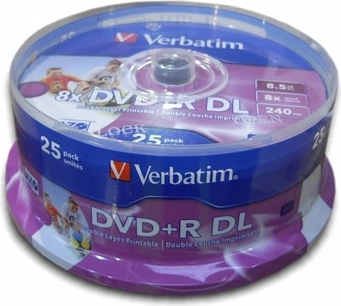 Electronice - DVD+R VERBATIM  8.5GB, 240min, viteza 8x, 25 buc, Double Layer, spindle, printabil, Cod Produs: 43667