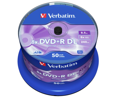 Electronice - DVD+R VERBATIM  8.5GB, 240min, viteza 8x, 50 buc, Double Layer, spindle, Cod Produs: 43758